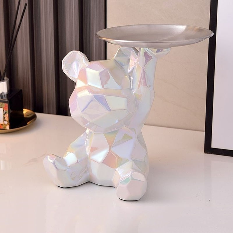 Ceravia Porcelain Bear Decorative Storage Bowl - Unique Design for Keys, Sweets, and Decoration