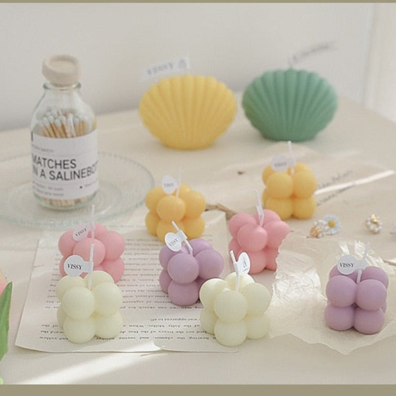 Mini Decorative Candle with Bubbles - Scented Soy Candle in Various Colours