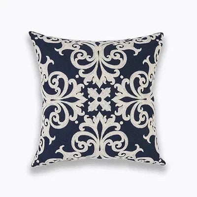 Norwegian Navy/White Embroidered Cushion Cover 45x45cm Square Cushion Cover