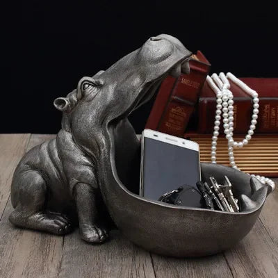 Hippopotamus Figurine - Decorative & Handy Storage Place for Keys or Sweets