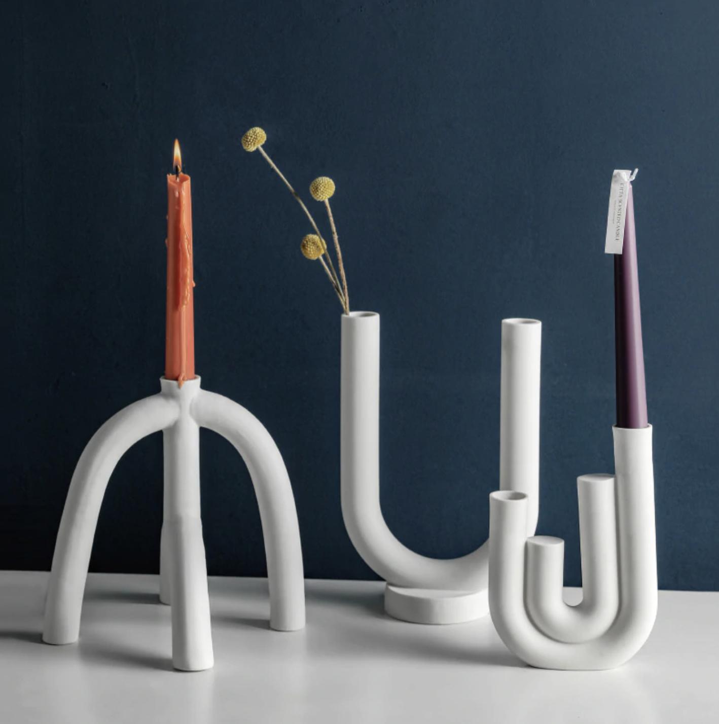 Abstract Arch-Shaped Ceramic Candle Holders - Minimalist Design Accessories