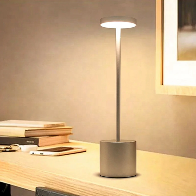 Wireless LED Table Lamp - Aluminium with Dimmable Lighting and USB Rechargeable Battery