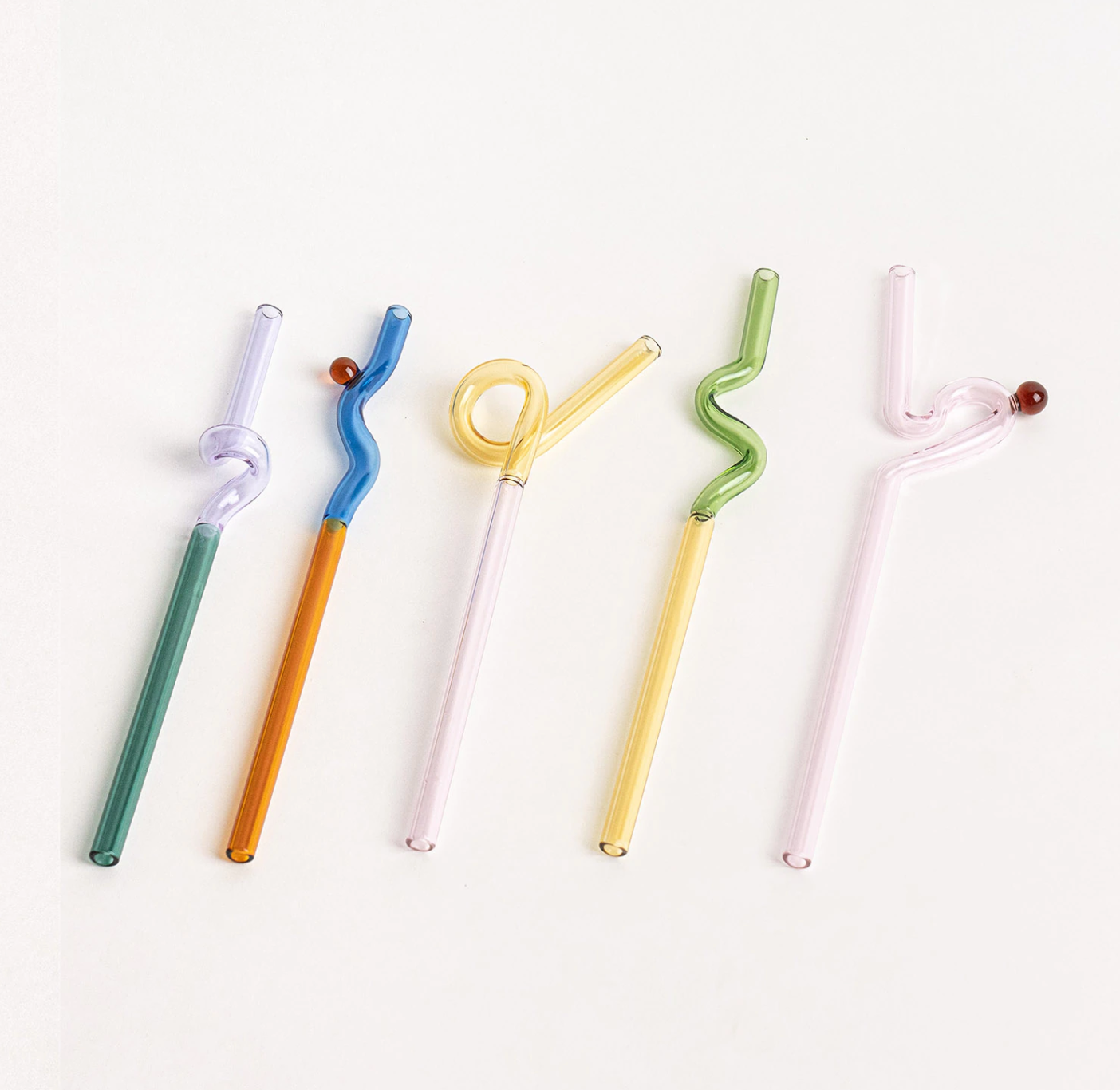 Coloured Twisted Glass Straws - Sustainable and Stylish