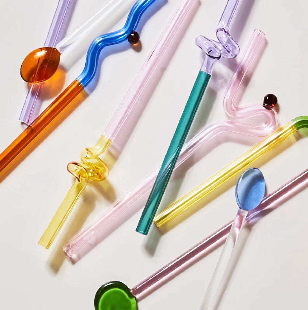 Coloured Twisted Glass Straws - Sustainable and Stylish