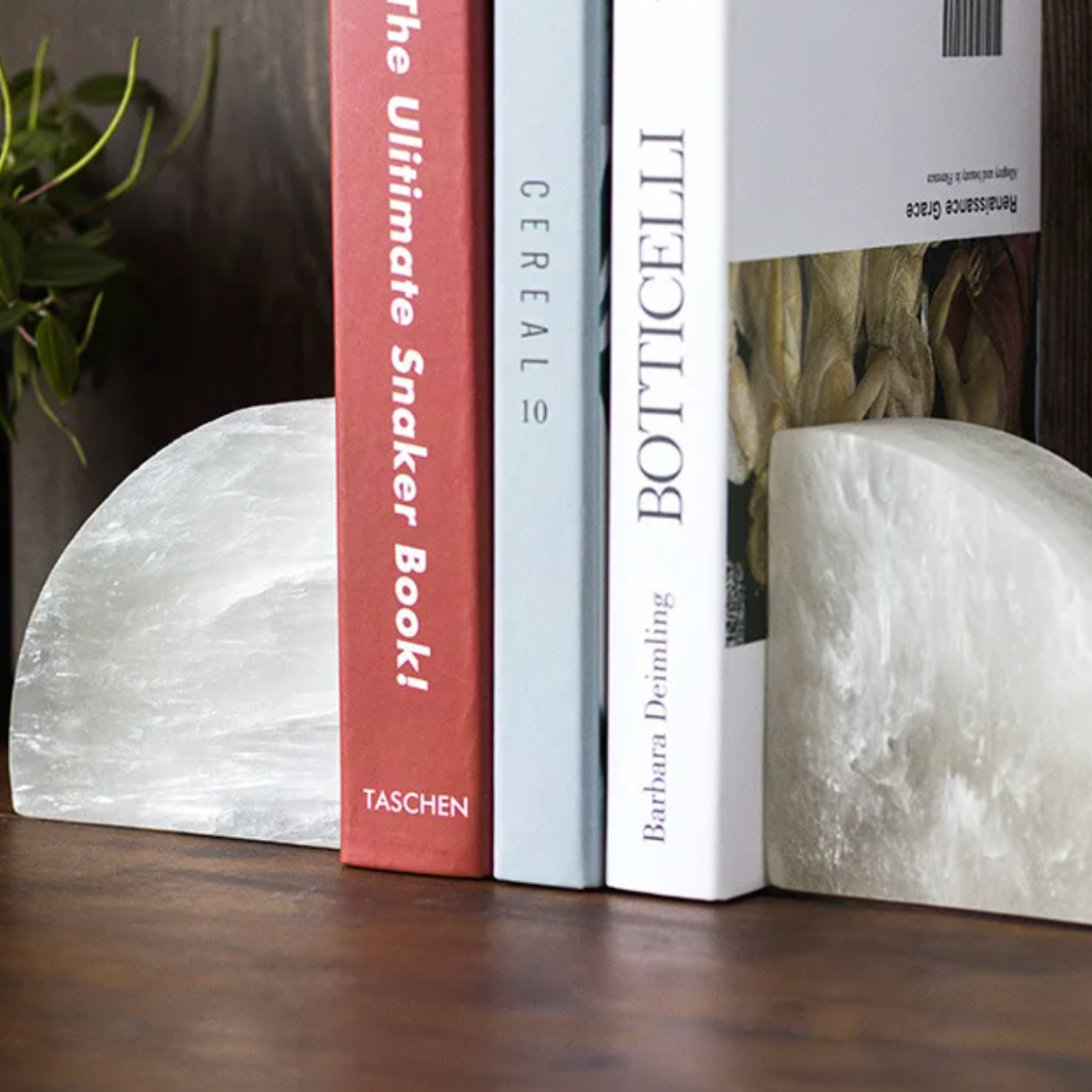 White Natural Stone Bookend – Luxury Stone for Bookshelves and Desks