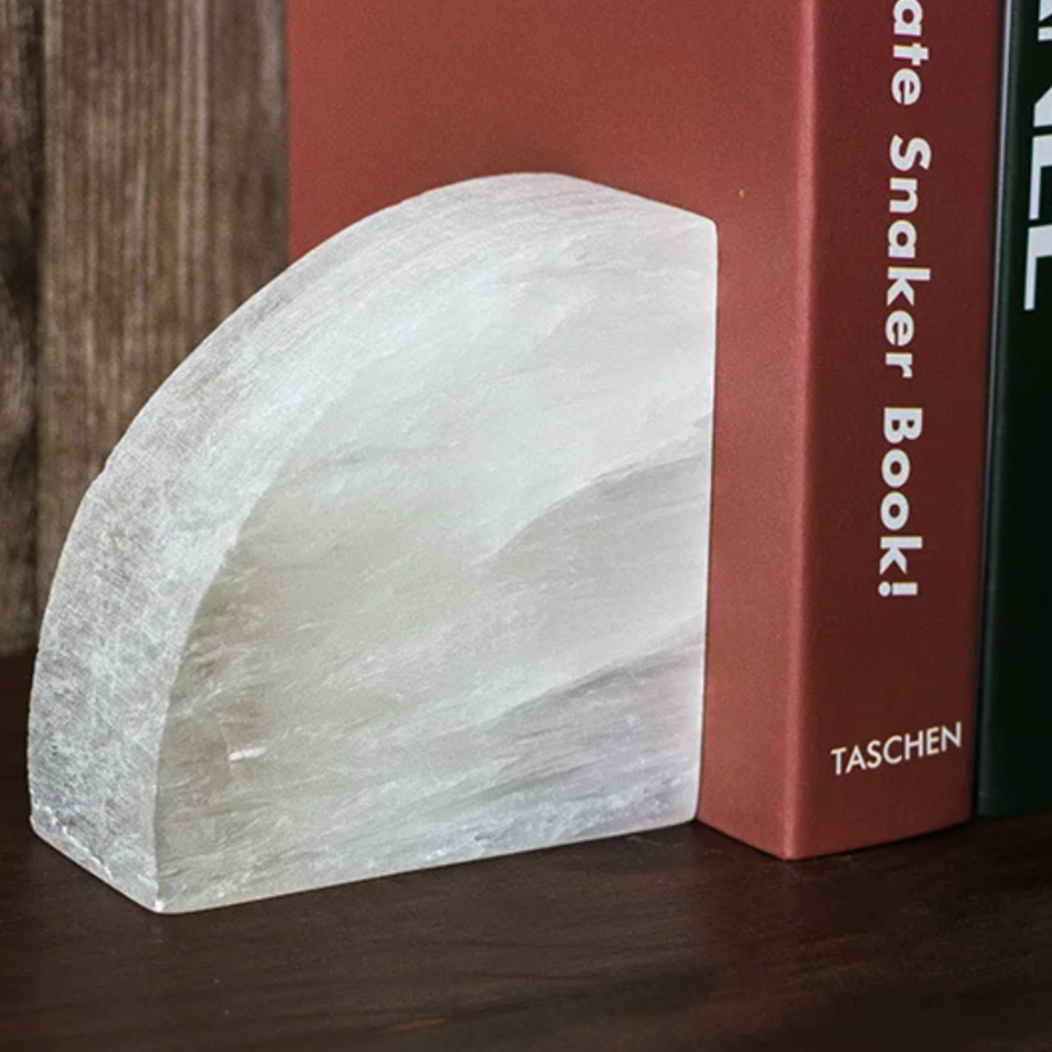 White Natural Stone Bookend – Luxury Stone for Bookshelves and Desks