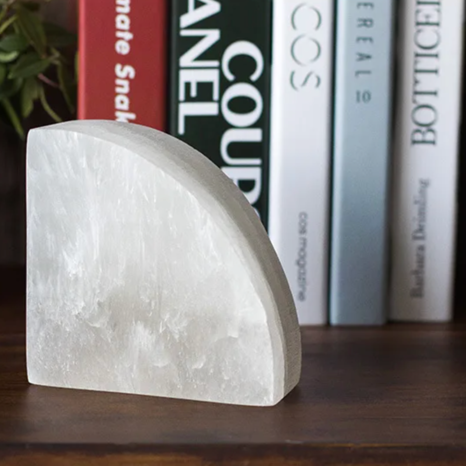 White Natural Stone Bookend – Luxury Stone for Bookshelves and Desks