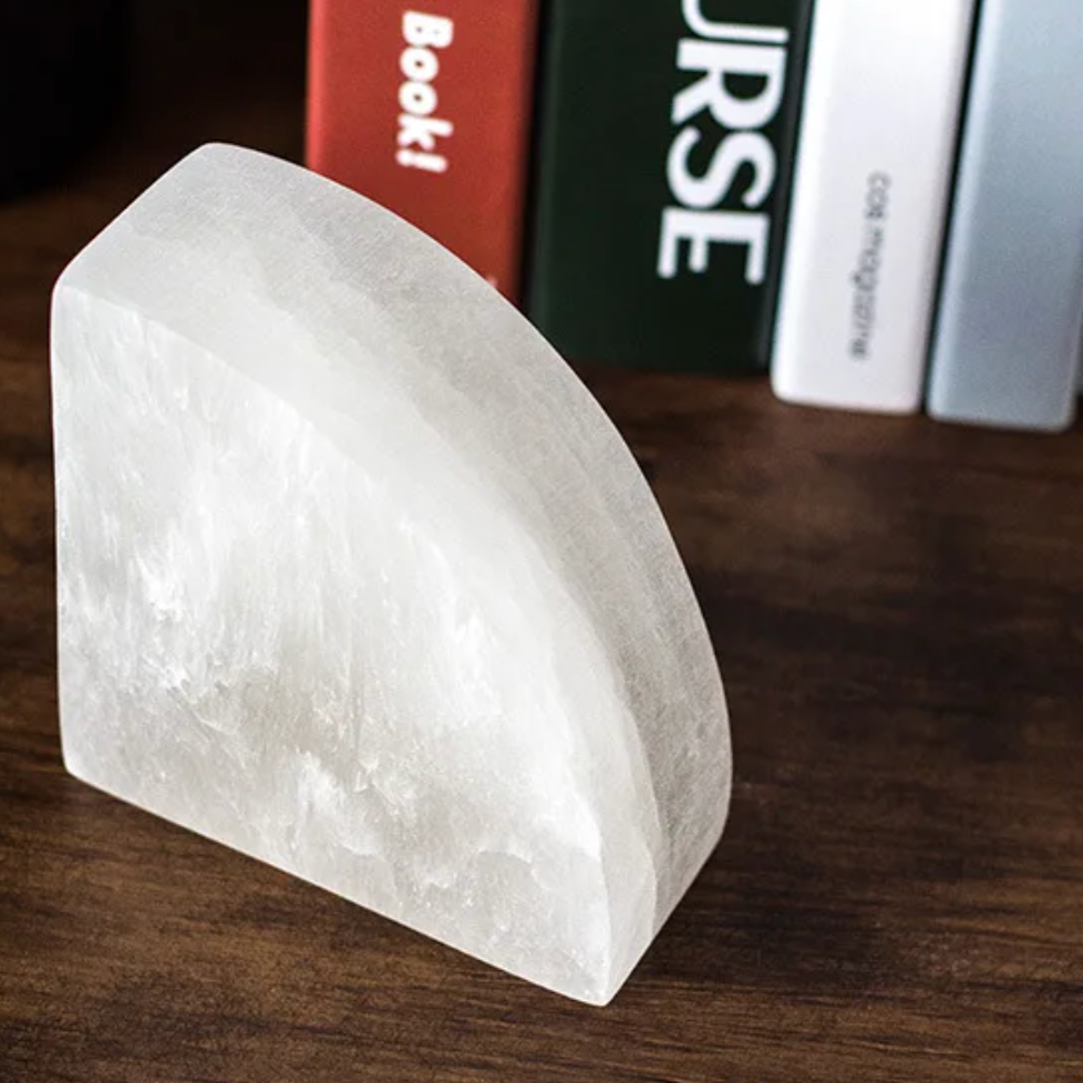 White Natural Stone Bookend – Luxury Stone for Bookshelves and Desks