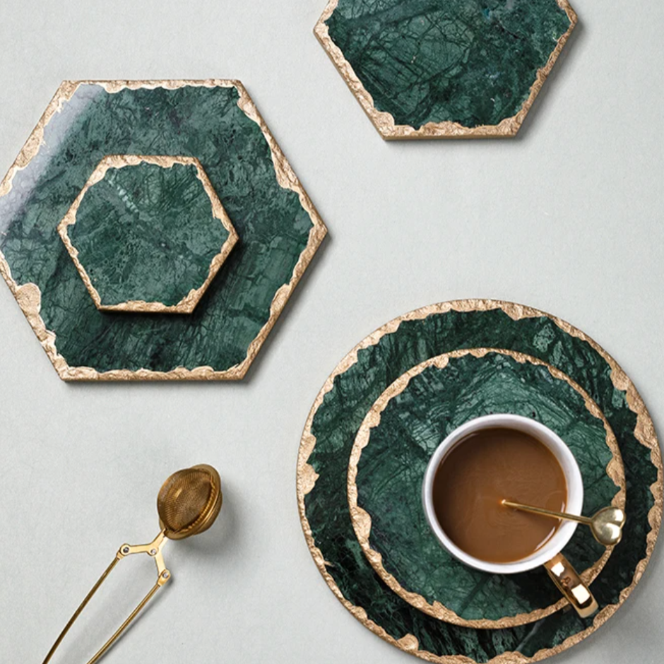 Green Marble Coaster – Stylish and Heat Resistant