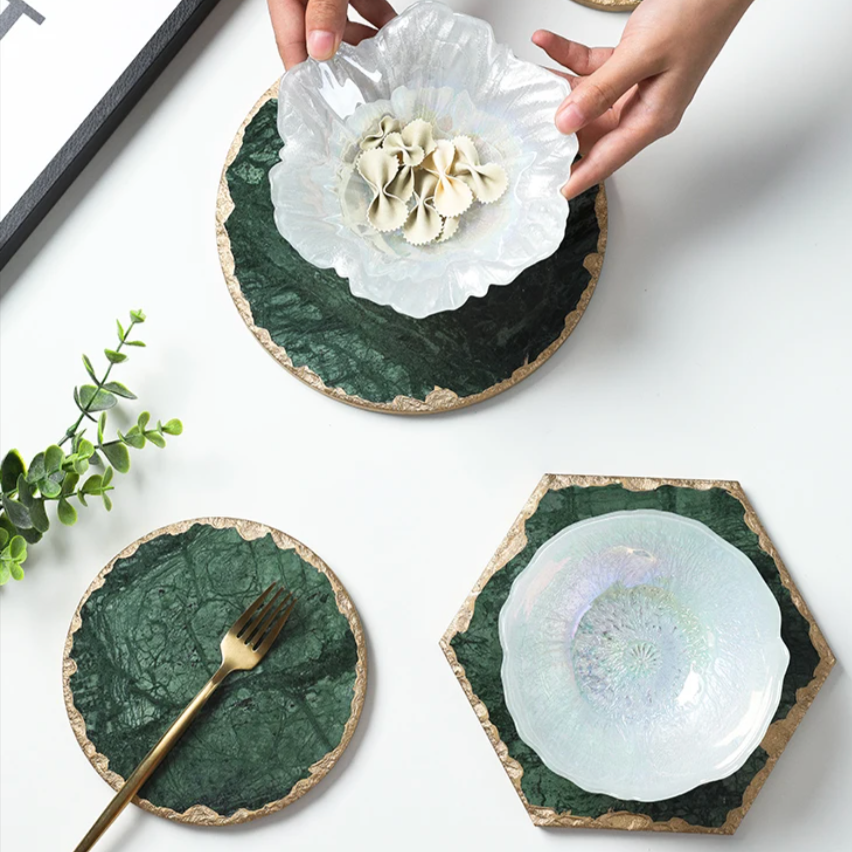 Green Marble Coaster – Stylish and Heat Resistant