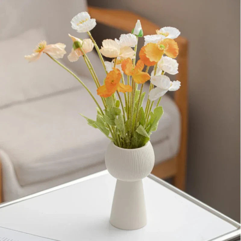 Aureva Vase - Elegant Cream Ceramic with Striped Design for Floral Arrangements