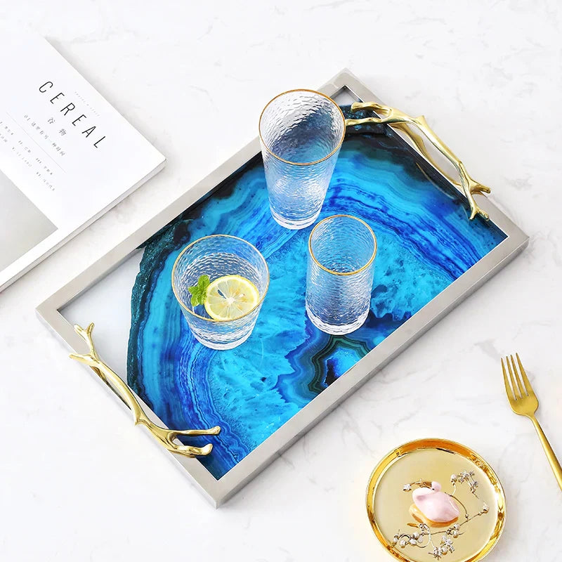 Blue Stone Tray – Unique Patterns in Nature, Ideal for Your Table