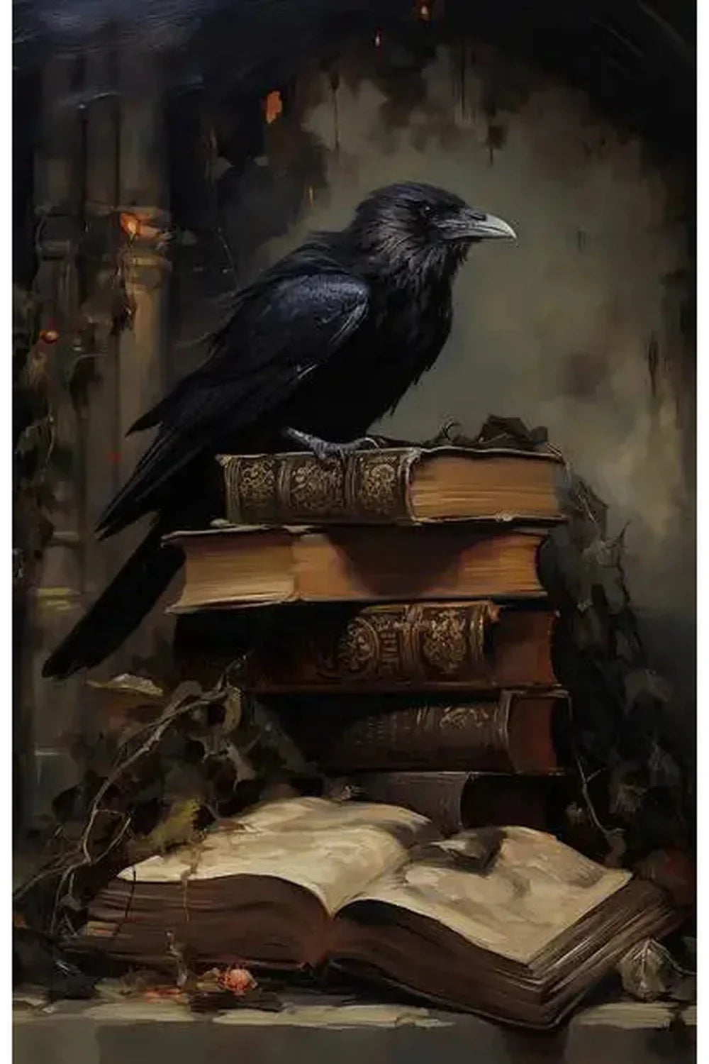 Set of Crows Canvas Posters – Mystical Ravens and Spooky Art