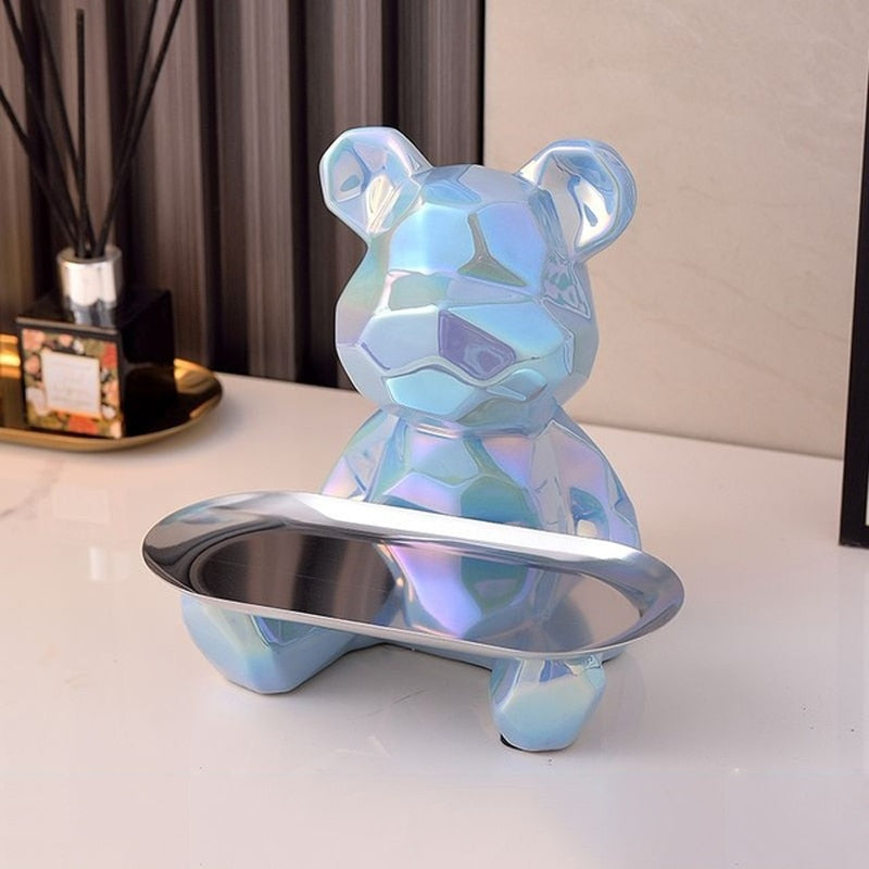 Ceravia Porcelain Bear Decorative Storage Bowl - Unique Design for Keys, Sweets, and Decoration