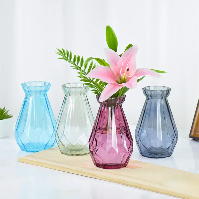 CelestiBloom Small Transparent Glass Flower Vase - Minimalist Design for Flower Arrangements