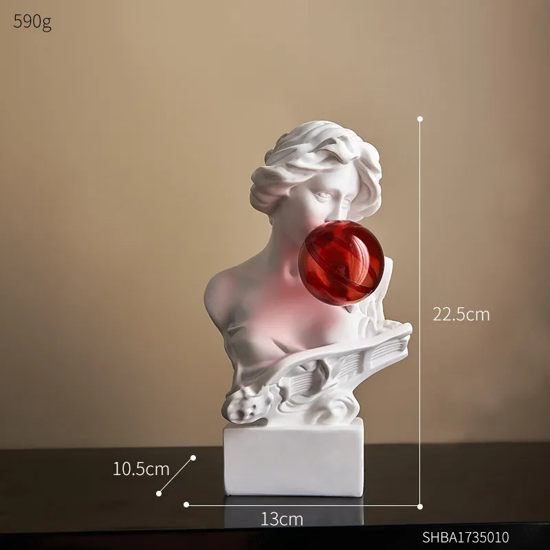 Artistic Sculpture of Bubble Blowing - Decorative Statue for the Living Room