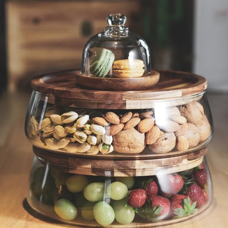 Glass Food Storage Containers with Wooden Lid – Stylish Kitchen Cabinets