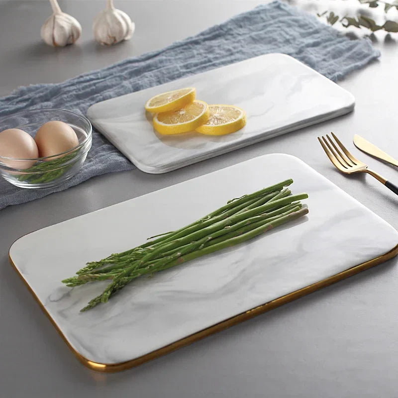 Marble Chopping Board with Gold-Coloured Edge – Luxury and Durable Kitchen Tool