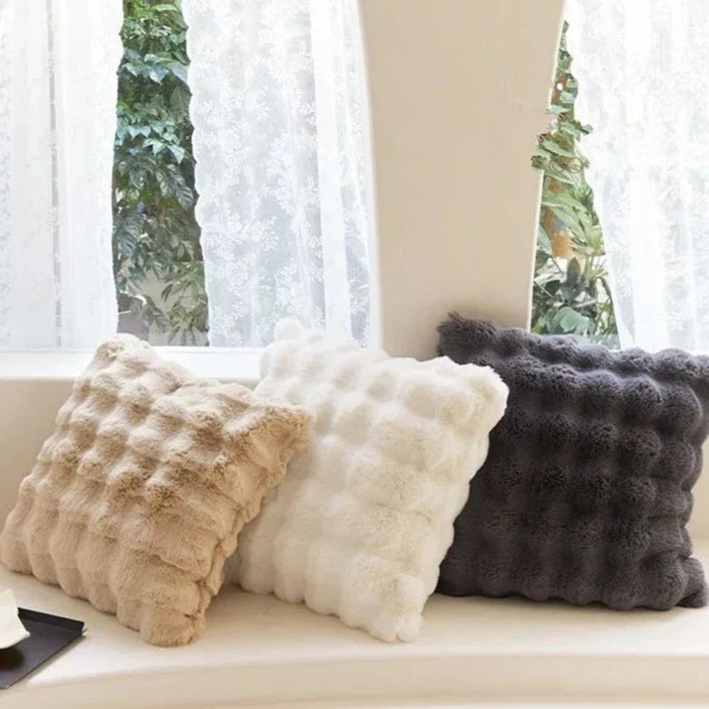 Soft Cushion Cover Made of Faux Rabbit Fur - Warm and Cosy for Any Interior