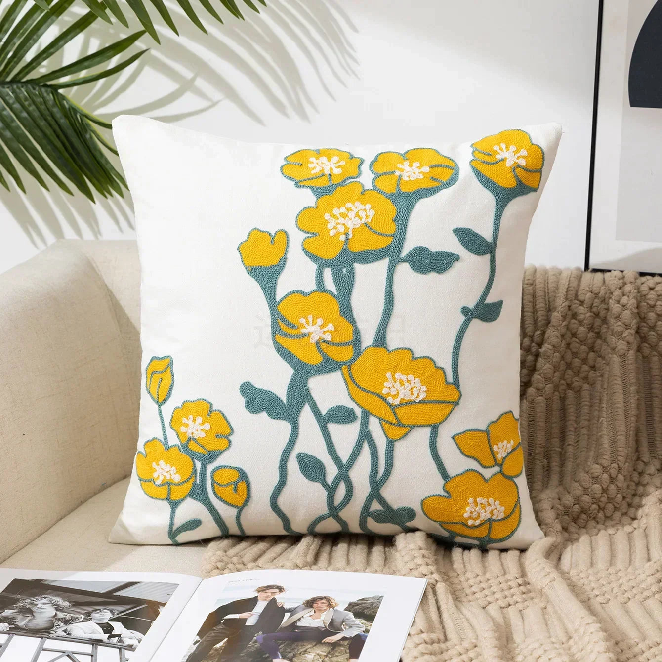 Norwegian Embroidered Flower Cushion Covers – Decoration with Natural Plants