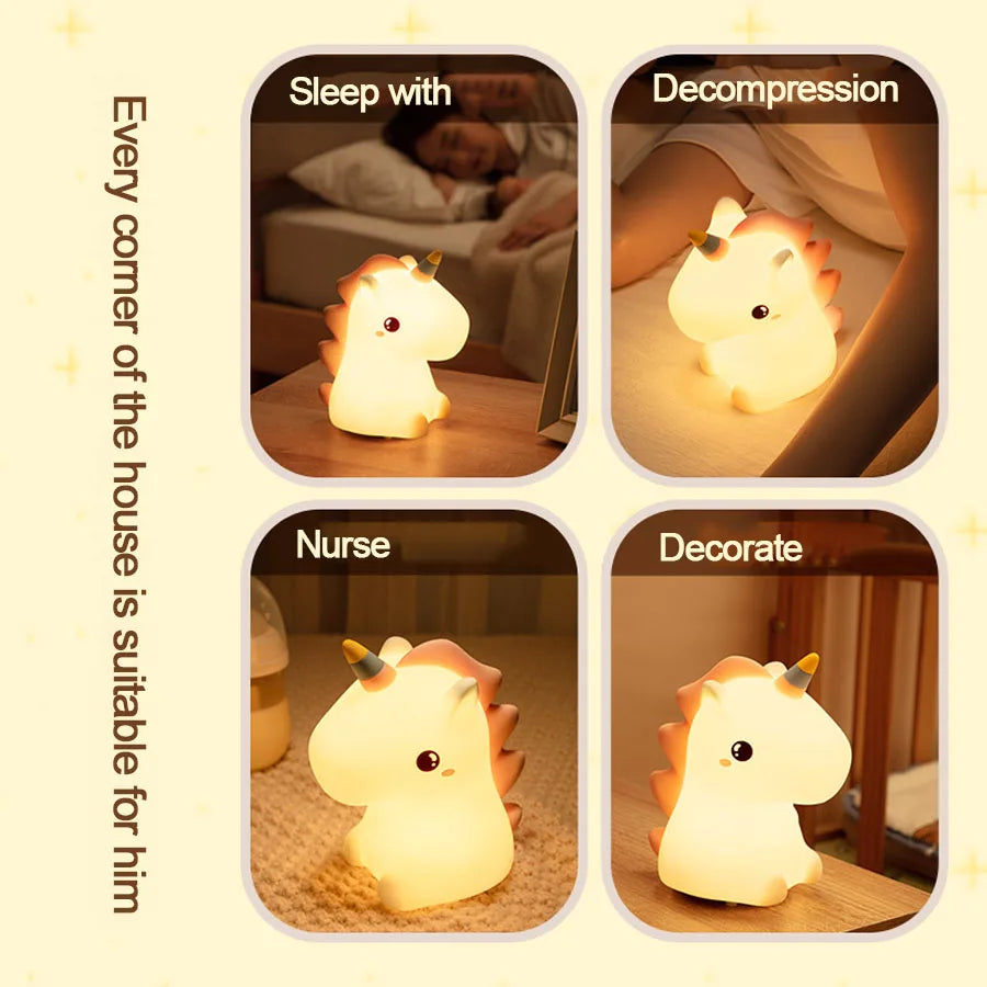 Norwegian Unicorn Silicone LED Night Light - Rechargeable via USB