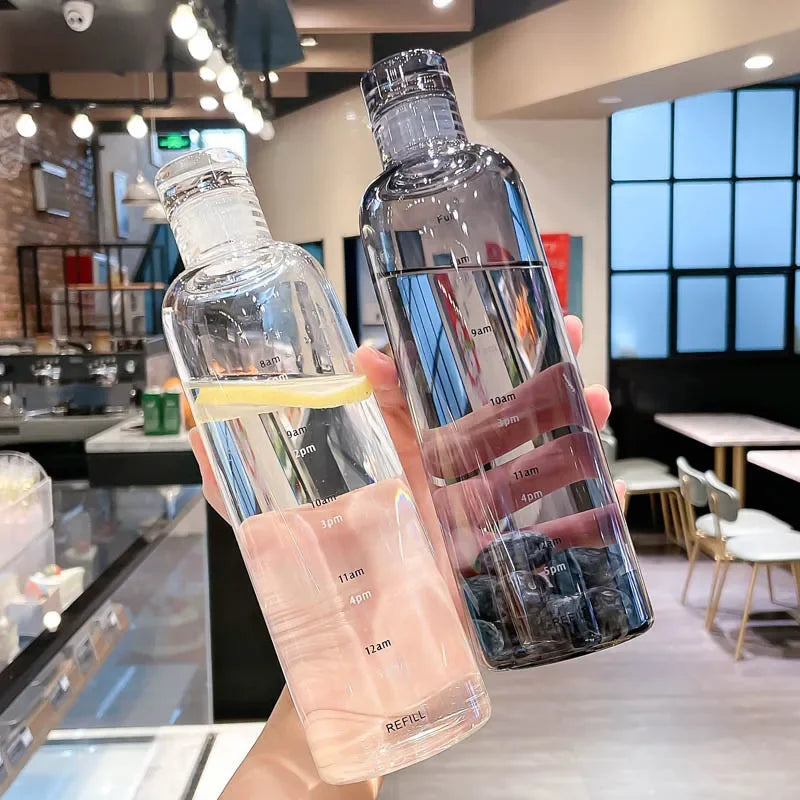 Sleek Transparent Water Bottle with Measurement Markings – Handy for Daily Use