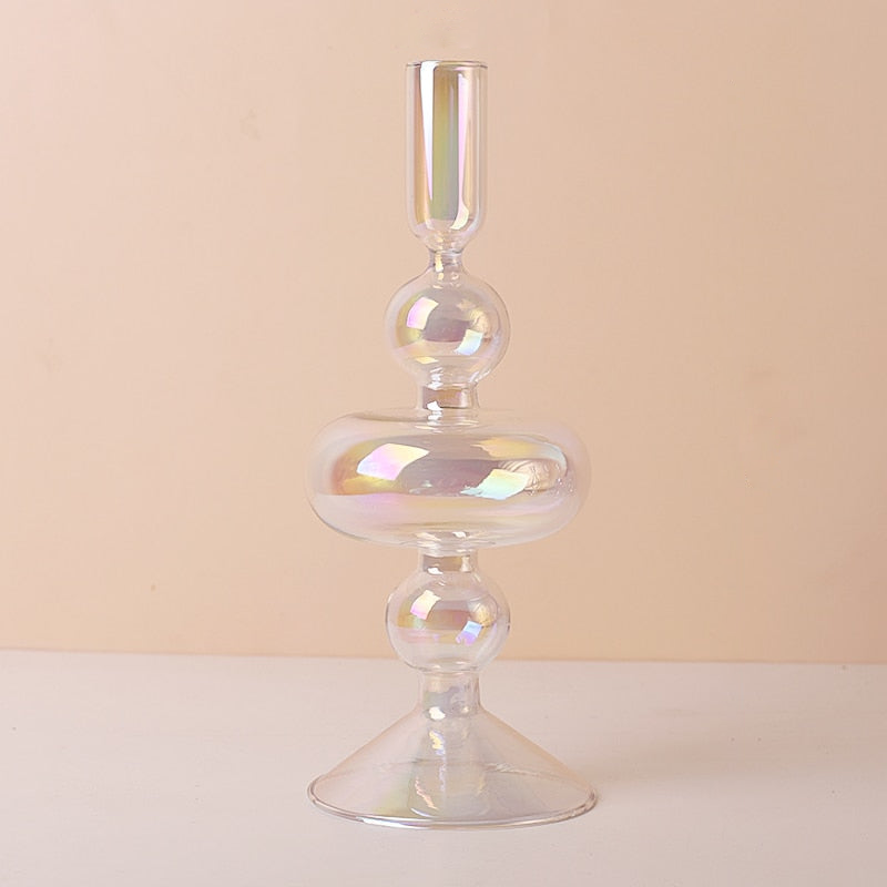 Glass Rainbow Candle Holder