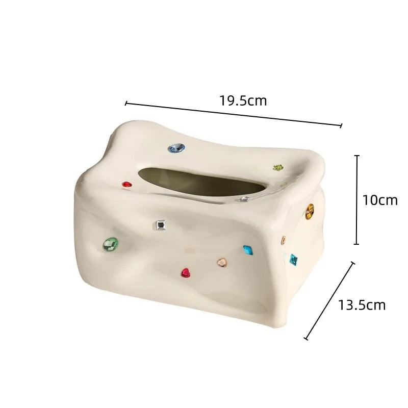 Norwegian Heart Gemstone Tissue Box and Paper Towel Holder – Desk Storage Box and Interior Accessory