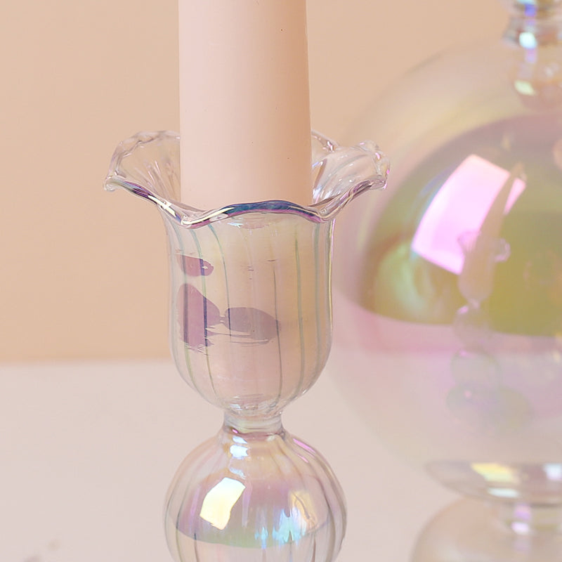 Glass Rainbow Candle Holder