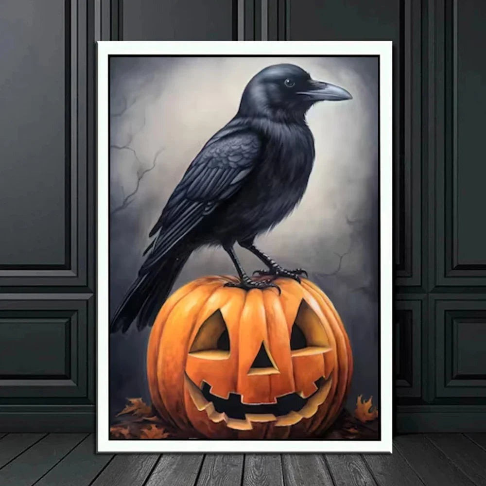 Noctura Raven Canvas Art - Gothic Victorian Elegance for Living Room & Bedroom