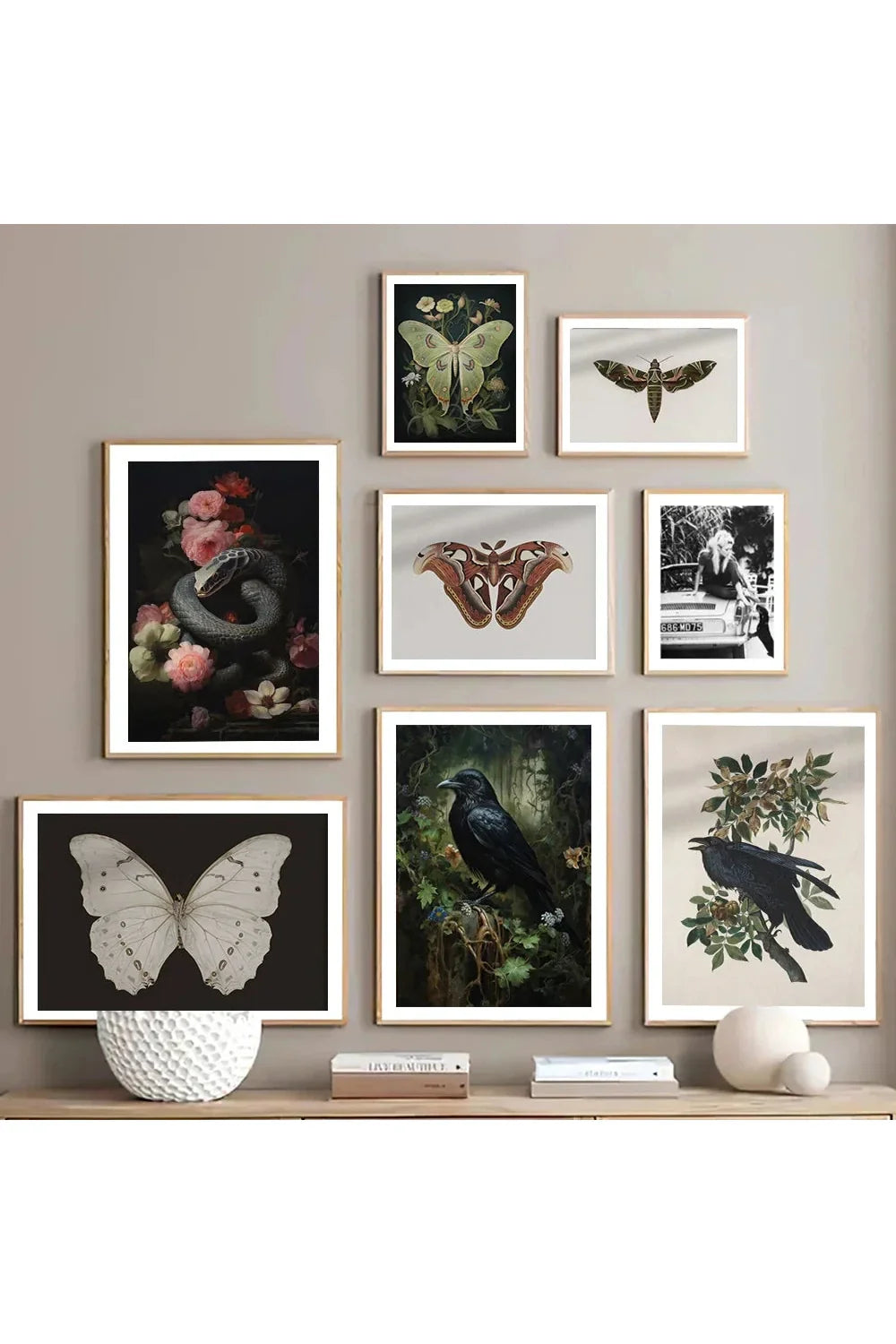 Mysterious Nature Canvas Posters - Dark Flowers and Animals