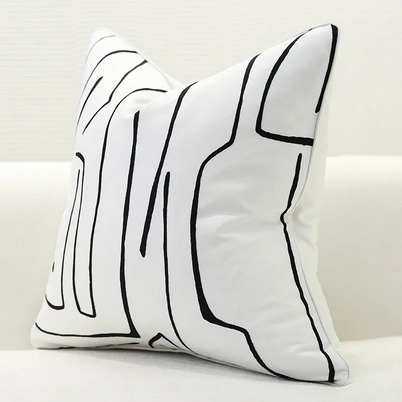 Norwegian Luxury Cushion Cover Black White Lines 50x50cm