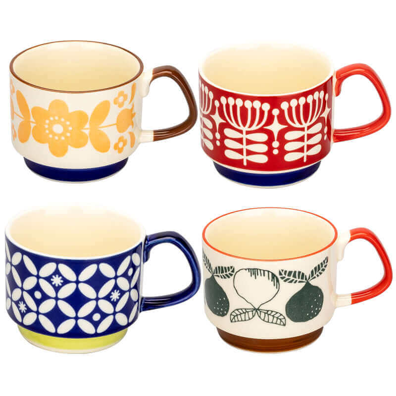 Retro Ceramic Coffee Cups - Available in 8 Unique Designs