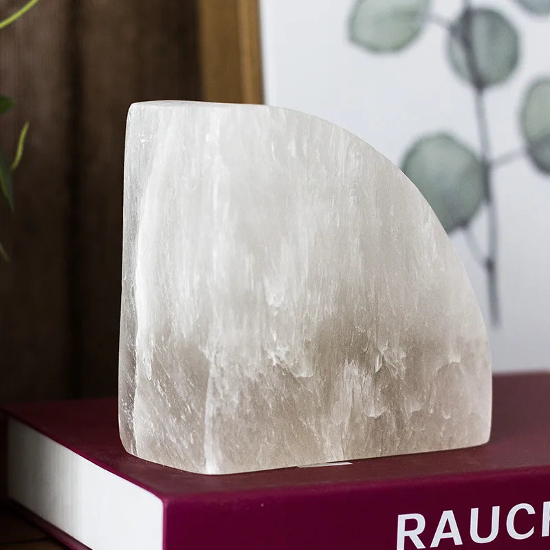 White Natural Stone Bookend – Luxury Stone for Bookshelves and Desks