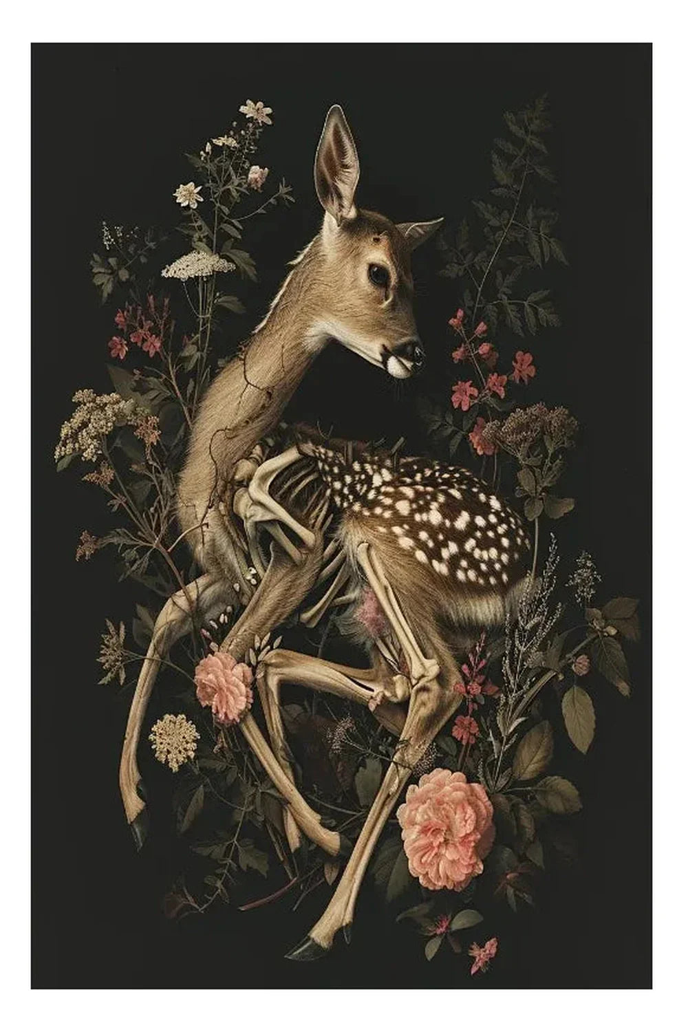 Nordic Nature Poster Set – Animal Prints with Flowers and Mysterious Style