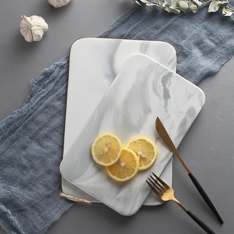 Marble Chopping Board with Gold-Coloured Edge – Luxury and Durable Kitchen Tool