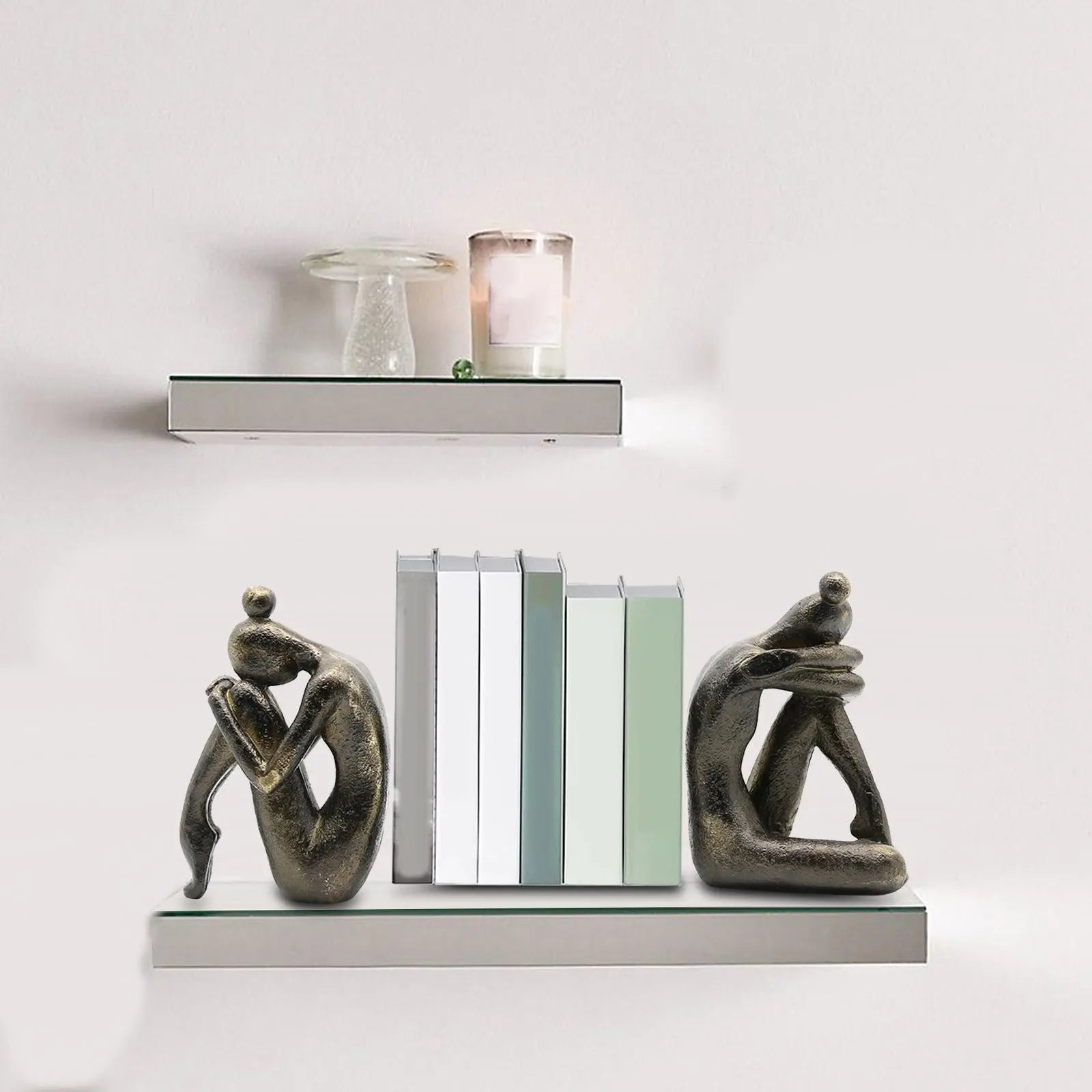 Bookend Stand - Modern Resin Sculptures for Bookshelf or Desk