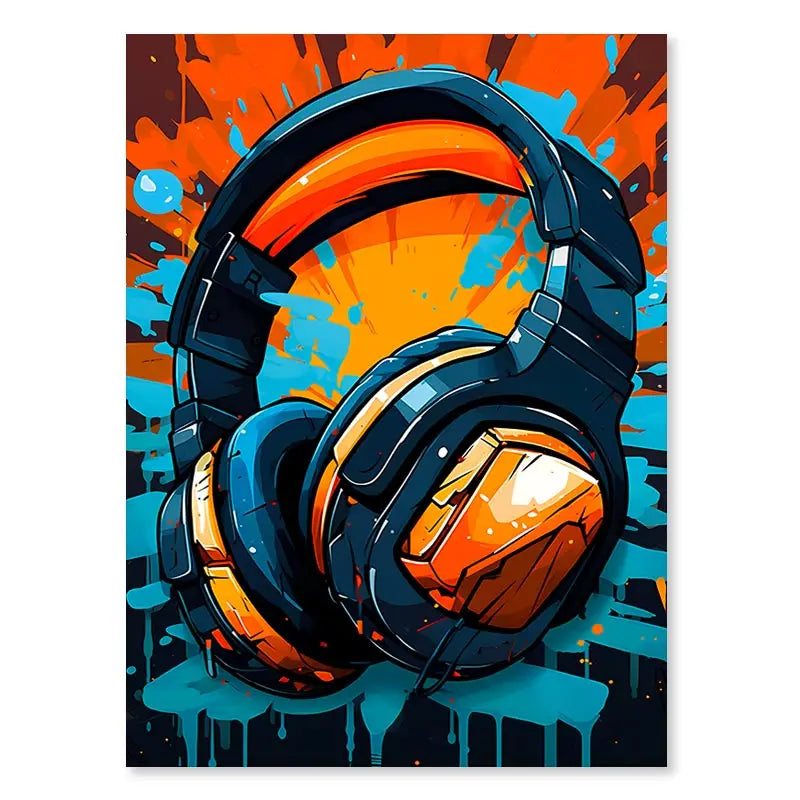 Graffiti-style Game Controller Poster - Colourful Canvas Wall Decoration for Boys' Room