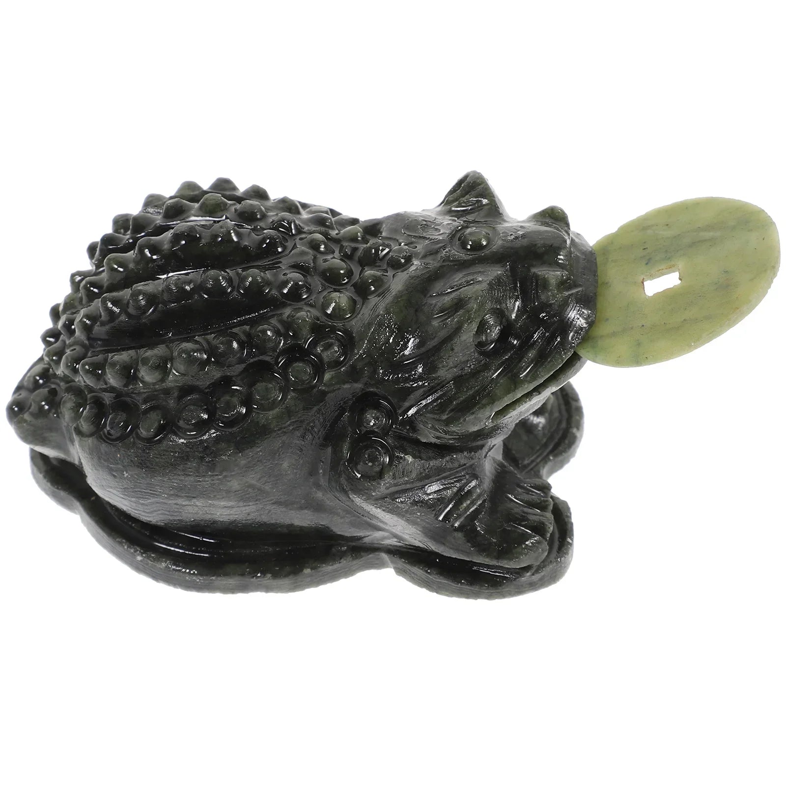 Green Lucky Frog Figurine - Resin Decoration for Desk or Living Room (8.2 x 5.1 x 4 cm)