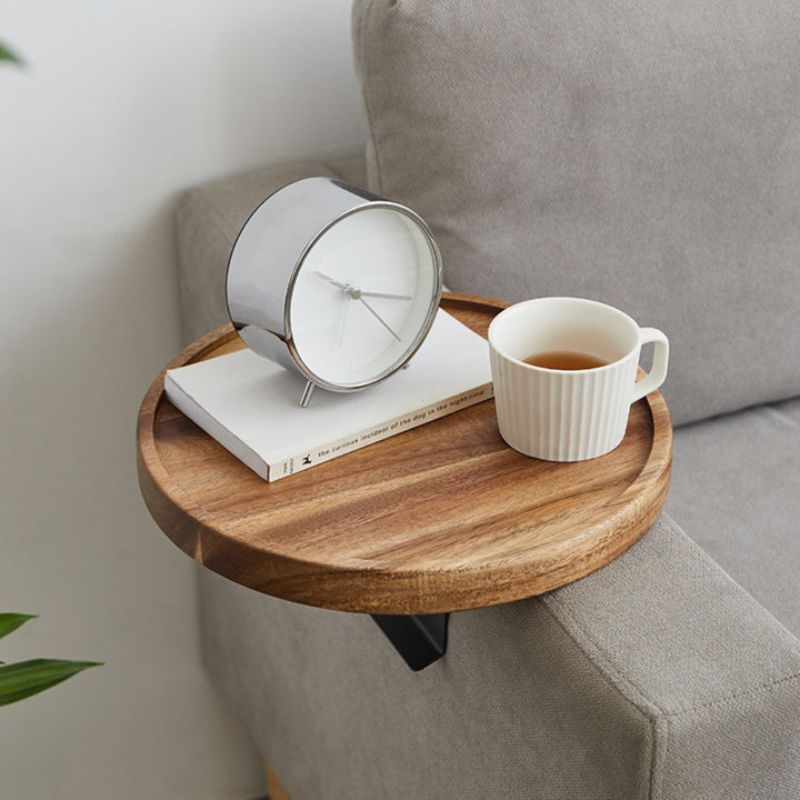 Norwegian Wooden Side Table for Armrest - Ideal for Coffee, Books and Snacks