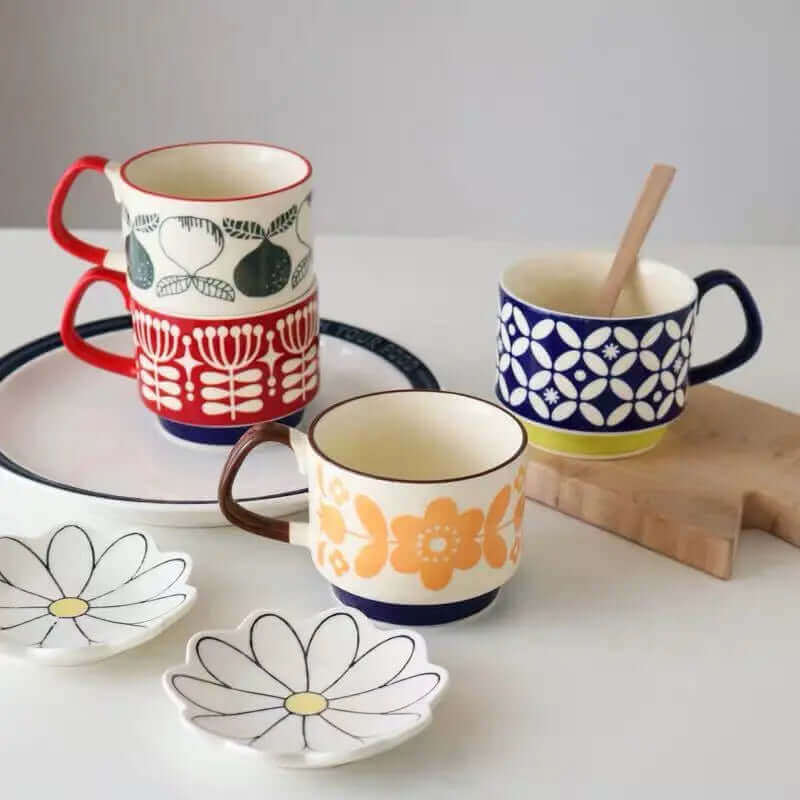 Retro Ceramic Coffee Cups - Available in 8 Unique Designs