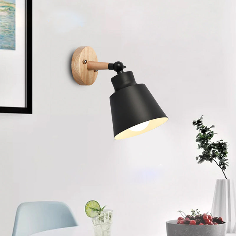 Wooden and Metal Wall Lamp - Adjustable and Available in Multiple Colours