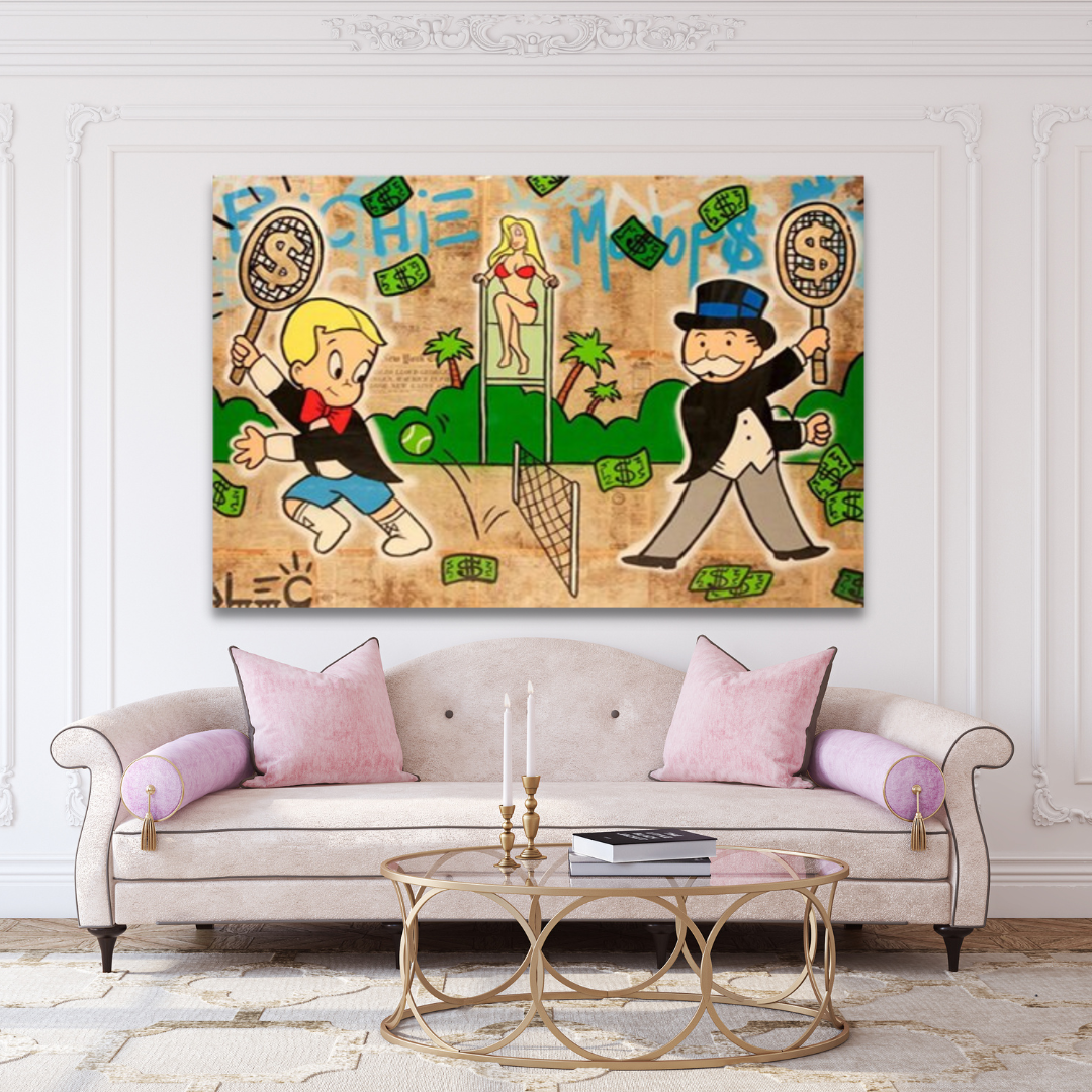 Exclusive Canvas Painting - Elegant Playing Duo in Luxury Framing Options