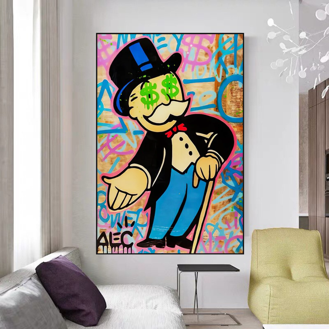 Graffiti Art on Canvas - Modern Wall Decoration with Wooden and Aluminium Frame