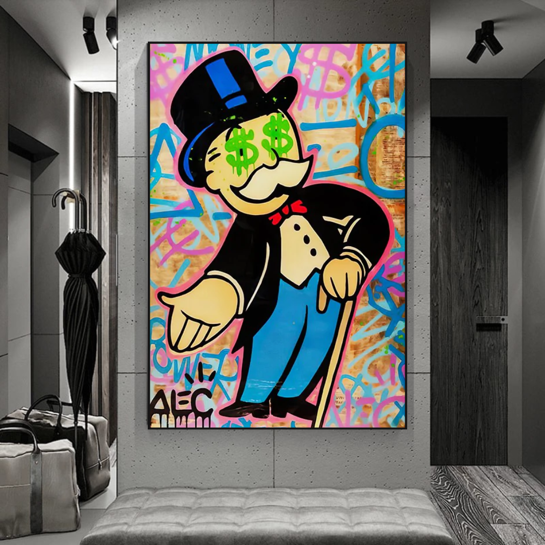 Graffiti Art on Canvas - Modern Wall Decoration with Wooden and Aluminium Frame