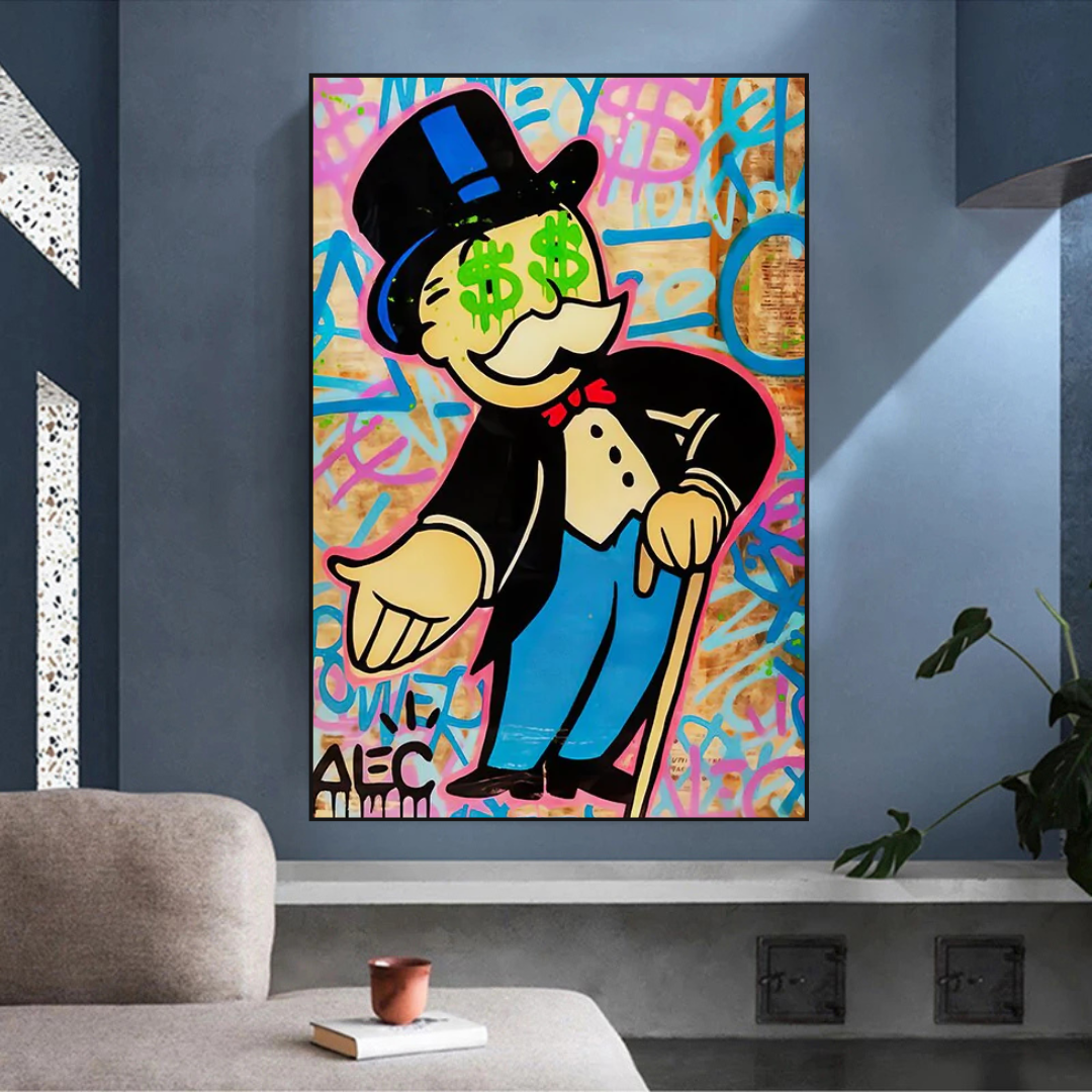 Graffiti Art on Canvas - Modern Wall Decoration with Wooden and Aluminium Frame