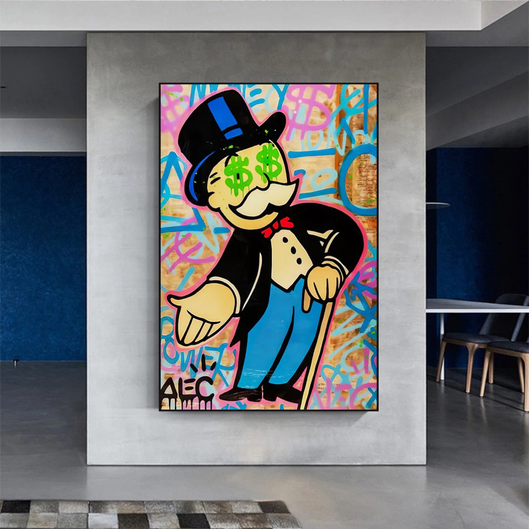 Graffiti Art on Canvas - Modern Wall Decoration with Wooden and Aluminium Frame