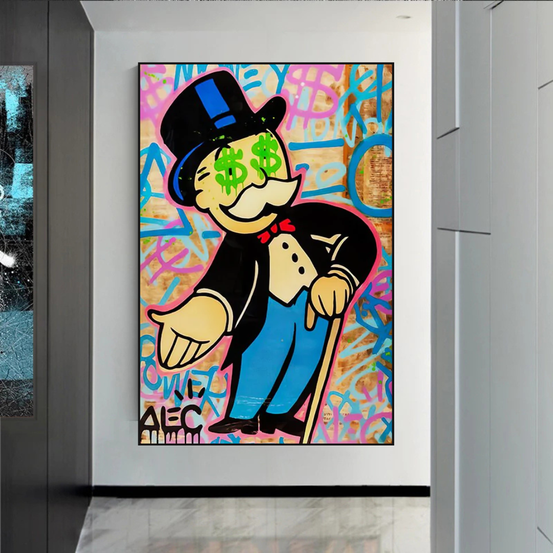 Graffiti Art on Canvas - Modern Wall Decoration with Wooden and Aluminium Frame