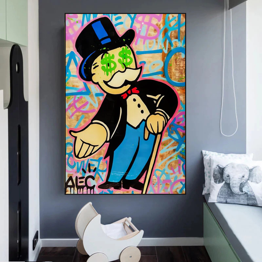 Graffiti Art on Canvas - Modern Wall Decoration with Wooden and Aluminium Frame