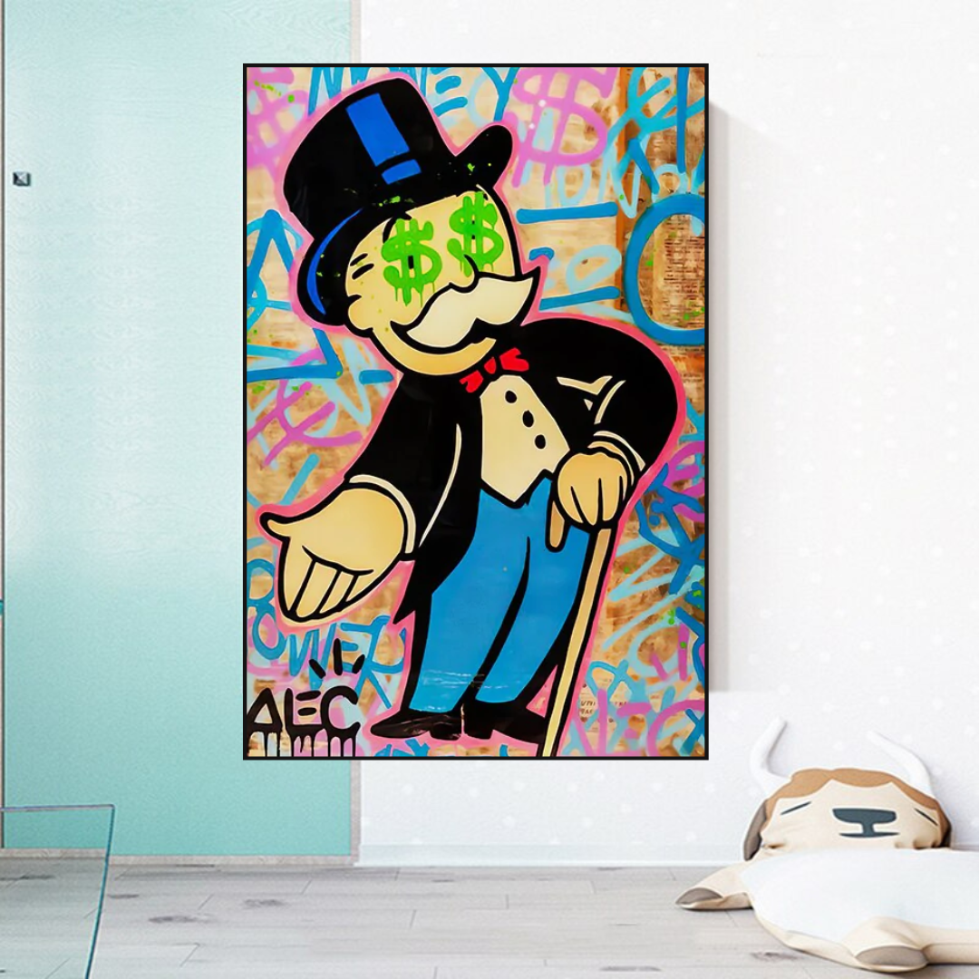 Graffiti Art on Canvas - Modern Wall Decoration with Wooden and Aluminium Frame